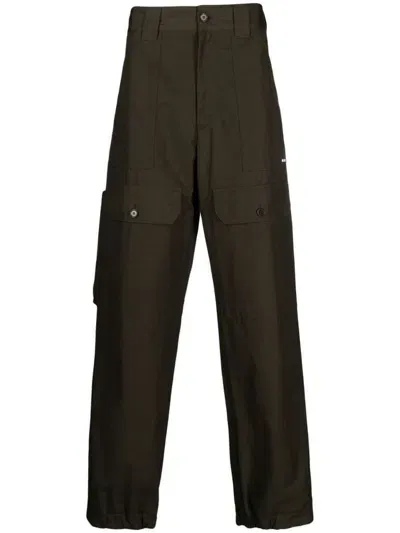 Msgm Pantaloni In Cotone Affusolati Con Tasche In Verde