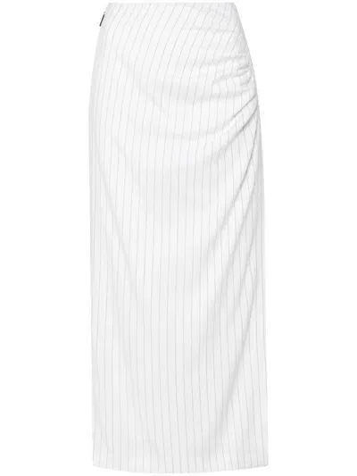 Msgm Pinstriped Maxi Skirt In White