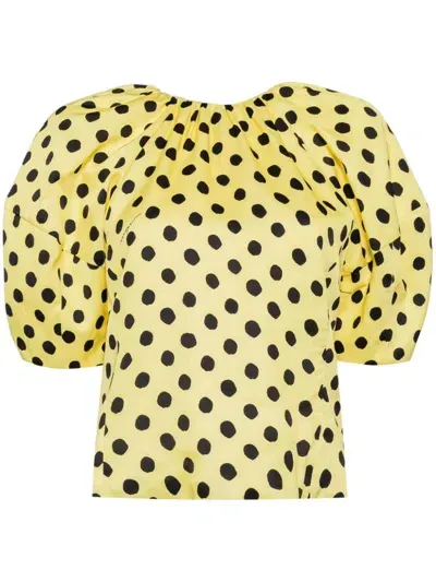 Msgm Polka Dot-print Blouse In Yellow