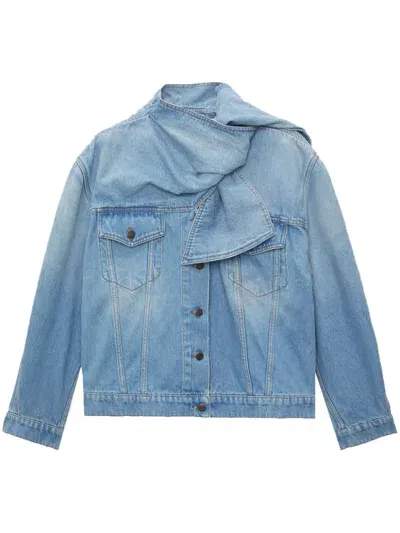 Msgm Pussy-bow Collar Jacket In Blue