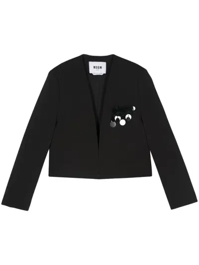 Msgm Sequin-embellished Jacket In Black