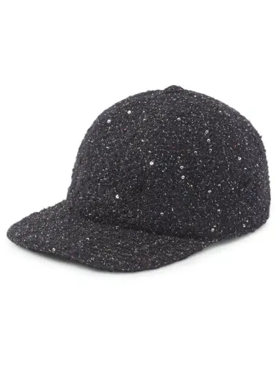 Msgm Sequin-embroidered Baseball Cap In Black