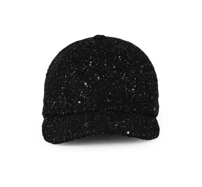 Msgm Sequin-embroidered Baseball Cap In Negro