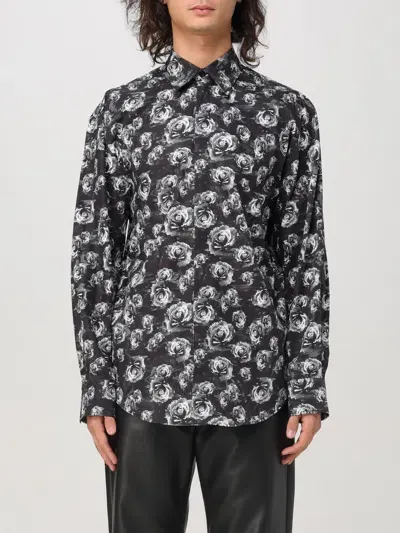 Msgm Pixelated Rose Print Shirt In Schwarz