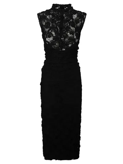 Msgm Sleeveless Laced Dress In Black