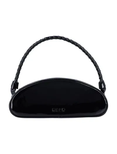 Msgm Small Bean Leather Shoulder Bag In Black