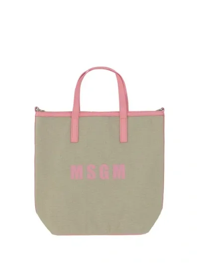 Msgm Small Logo In Beige