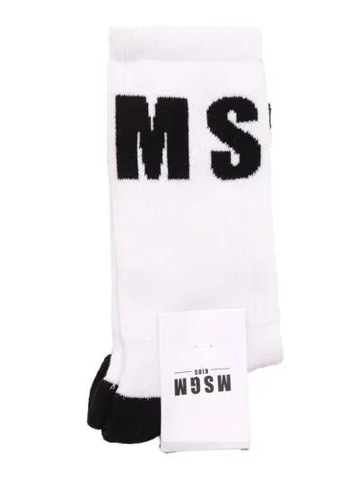 Msgm Socks Unisex Bianco/white