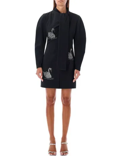 Msgm Swan Mini Dress In Black