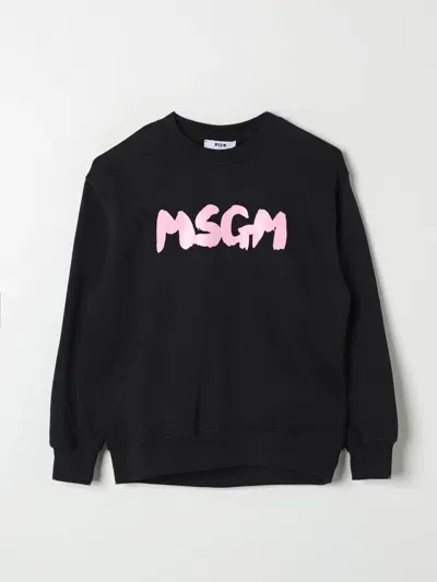 Msgm Kids' Logo-print Cotton Sweatshirt In Black 1