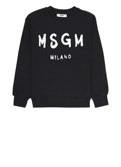 Msgm Kids' Sweatshirt With Logo In Black