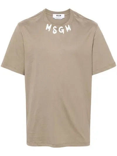 Msgm T-shirt Logo In Green