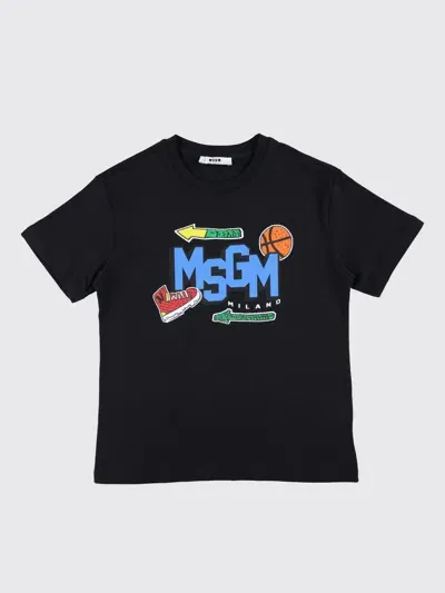 Msgm Printed Cotton Jersey T-shirt In Schwarz