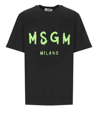 Msgm T-shirt With Logo In Black