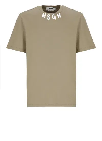 Msgm T-shirt With Logo In Green