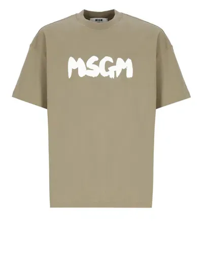 Msgm T-shirt With Logo In Grün