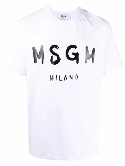 Msgm Logo-print Cotton T-shirt In White