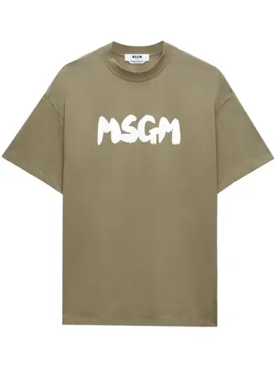 Msgm T-shirts And Polos Green In Verde