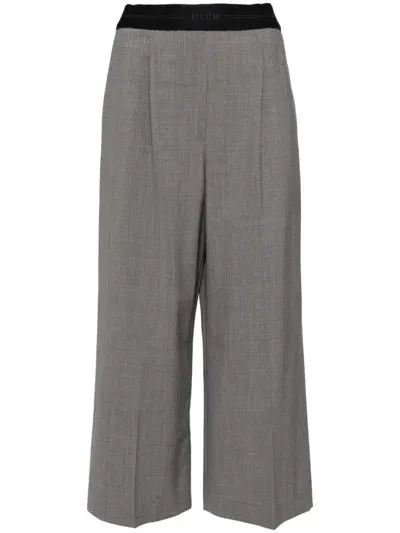 Msgm Tapered Virgin Wool Trousers In Grey