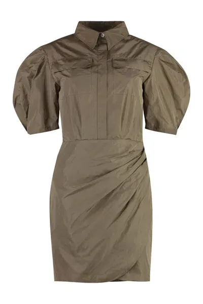 Msgm Technical Nylon Dress In Beige