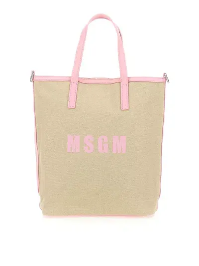 Msgm Bolso Shopping In Nude & Neutrals