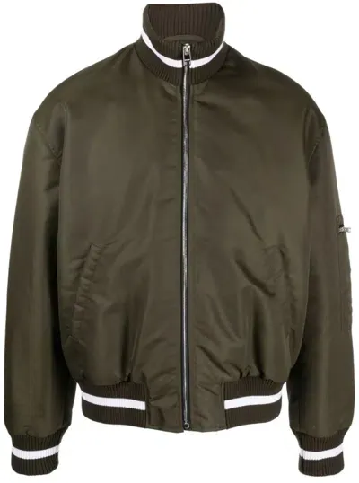 Msgm Logo-embroidered Padded Bomber Jacket In Black