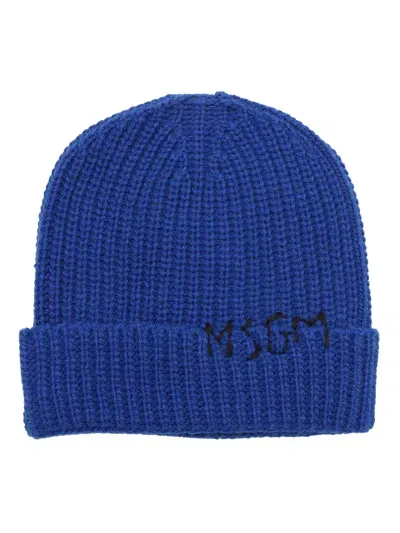 Msgm Wool Hat Unisex Royal In Red