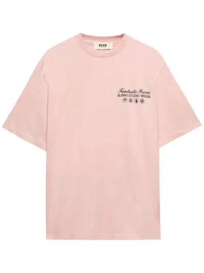 Msgm X Burro Studio Logo-print T-shirt In Pink