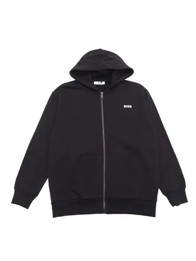 Msgm Kids' Zip Hoodie Girl Nero/black