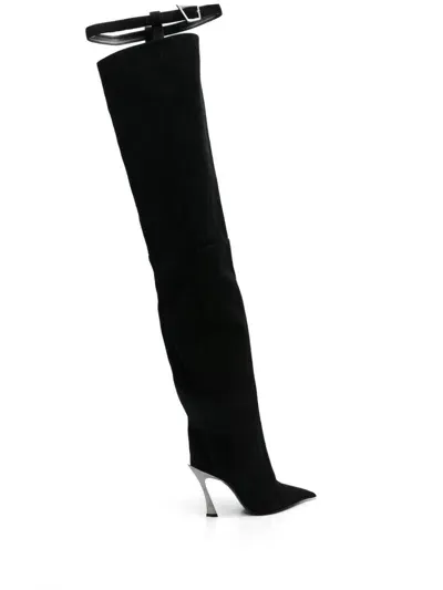 Mugler 100mm Thigh-length Boots In Schwarz