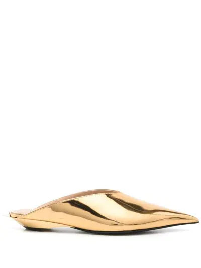 Mugler 40mm Fang Mules In Gold