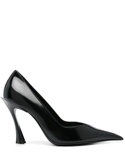 Mugler 90mm Classic Leather Fang Pumps In 黑色