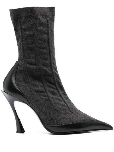 Mugler 95mm Corset Boots In Black