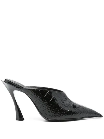 Mugler 95mm Fang Mules In Black