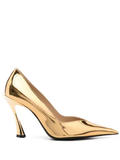 Mugler 95mm Fang Pumps In 9033 Gold Metalic