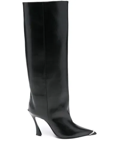 Mugler 95mm Piercing-detail Boots In 黑色