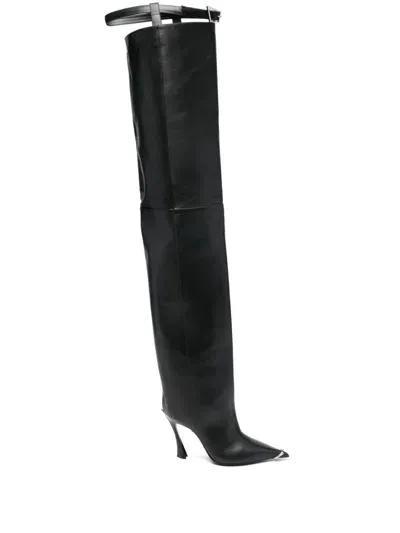 Mugler 95mm Piercing Fang Boots In Schwarz