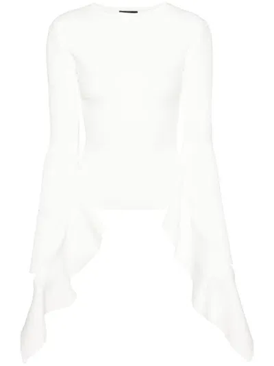 Mugler Asymmetric Knitted Top In White