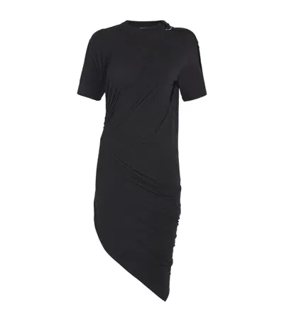 Mugler Asymmetric Mini Dress In Black