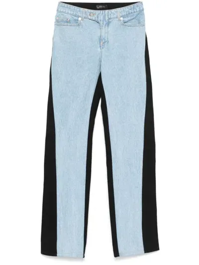 Mugler Bi-color Straight-leg Jeans In Blue