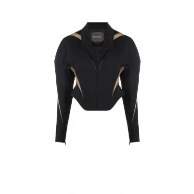 Mugler Jacket In Bn Black Nude