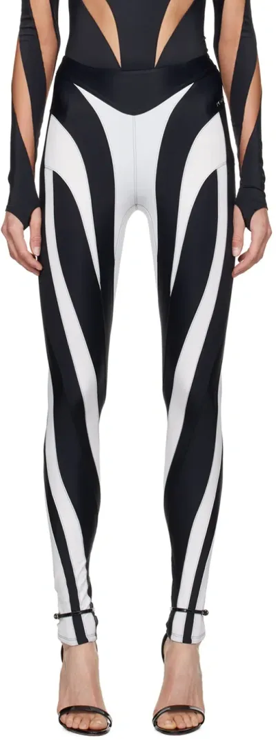 Mugler Black & White Spiral Leggings In B190 Black/white