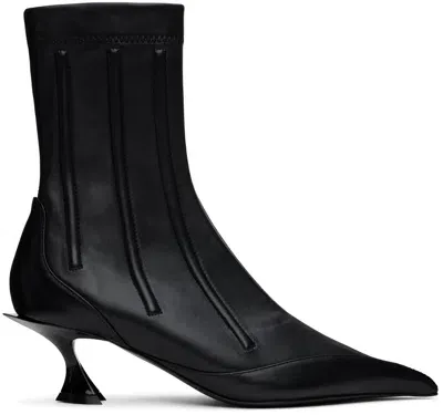 Mugler Low Heels Ankle Boots In Black Leather