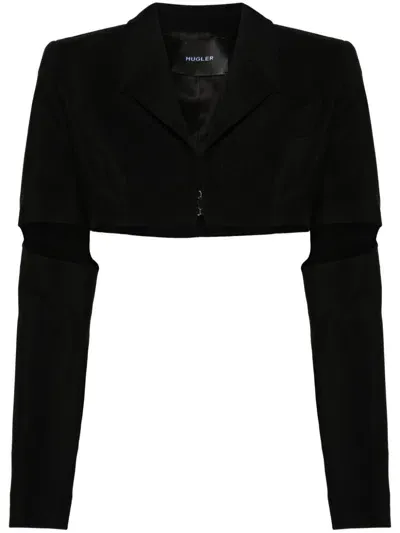 Mugler Black Cut-out Cropped Blazer