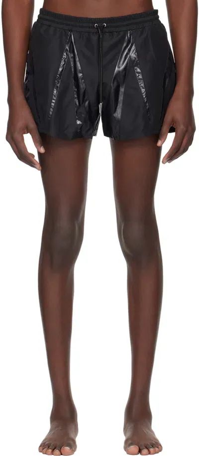 Mugler Black Paneled Swim Shorts In Black 1999