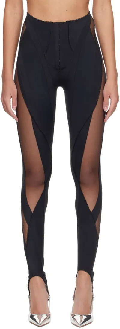 Mugler Black Spiral Leggings In B1919 Black/black