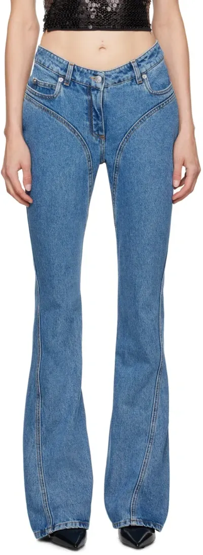 Mugler Blue Flared Jeans In Blau