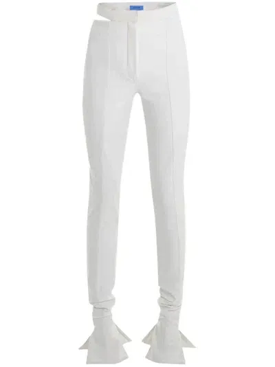 Mugler Bonded Cut-out Flared Trousers In White