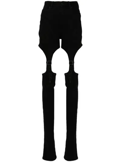 Mugler Buckled Chaps Skinny Jeans In Black