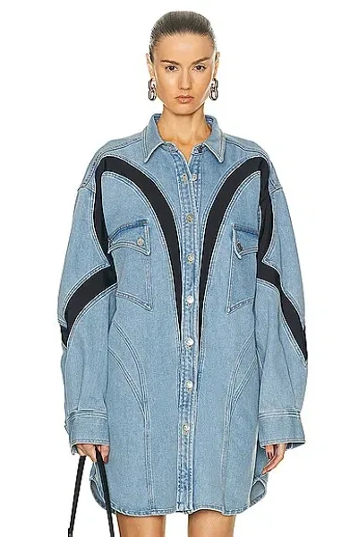 Mugler Button Up Shirt In Blue